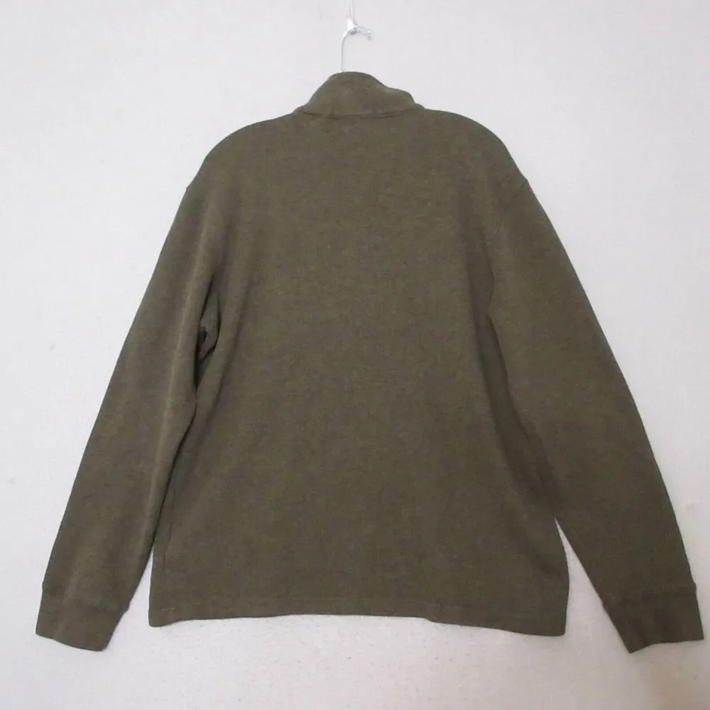 Vintage J Crew Sweater Men Large Green‎ 1/4 Zip Mock Neck Cotton Academia Preppy